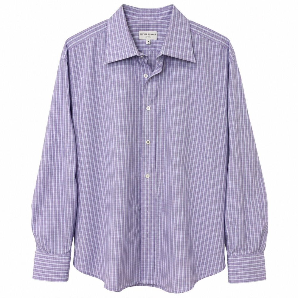 Alfred Dunhill London Purple Stripe Button Down Dress Shirt Men's 18 Large - Picture 1 of 3